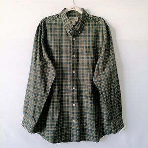 Duluth Trading Co Mens Green Plaid Long Sleeve Collared Button-Down Shirt Size L